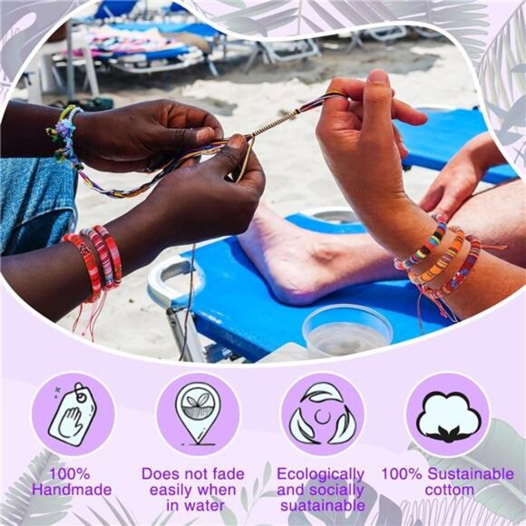 18 Pcs Boho Surfer Ankle Bracelet for Women Men Adjustable Beaded Anklets - Picture 3 of 6